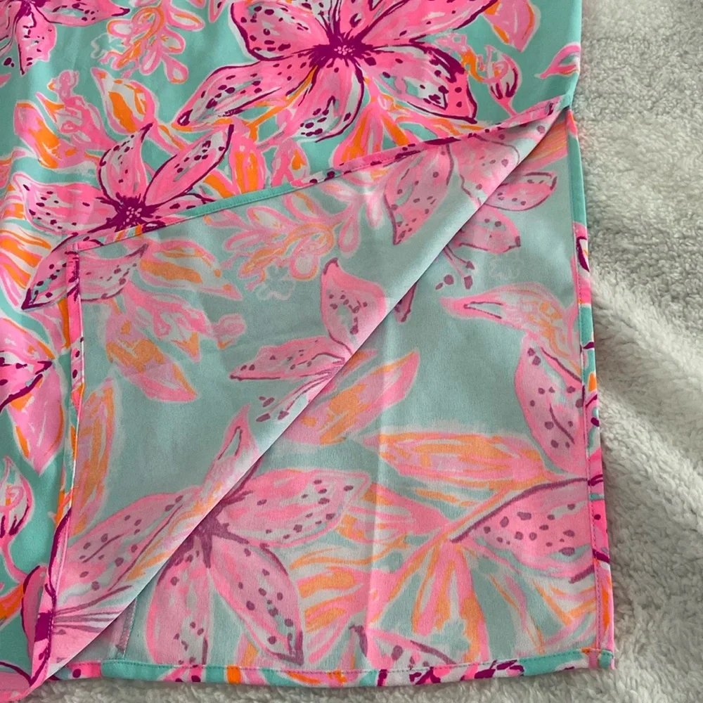 Floral Off-Shoulder Two-Piece Outfit Set Dress in Turquoise and Pink - Picture 7 of 14